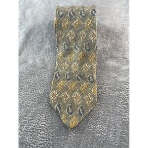 Joseph Abboud Men's Olive Green Silk Necktie - Floral Paisley‎ Design